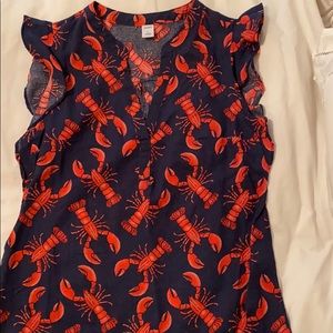 Old navy Linen/Cotton Lobster flutter sleeve top